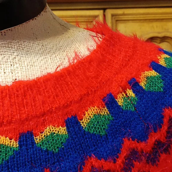 Womens Red Sweater Winter Ski Decorative Christmas sz L 89th MADISON 12/14 b36 - Picture 3 of 8